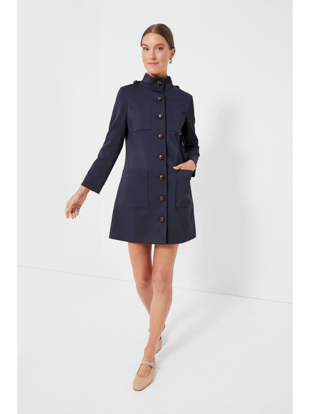Tuckernuck Navy Blue Button Front Darcey Dress sz XXL NWT Shift Pocket Mini